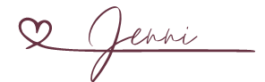 signature of jenni in pink script with a heart